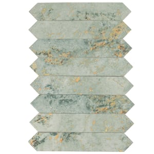 Festa Green 1.7 in. x 9.6 in. Glossy Ceramic Picket Wall and Floor Tile (2.37 sq. ft./case) (23-pack)