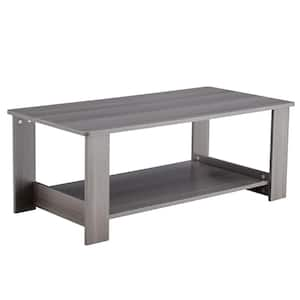 43.3 in. Gray Rectangle Wood Coffee Table with Finished, Shelves