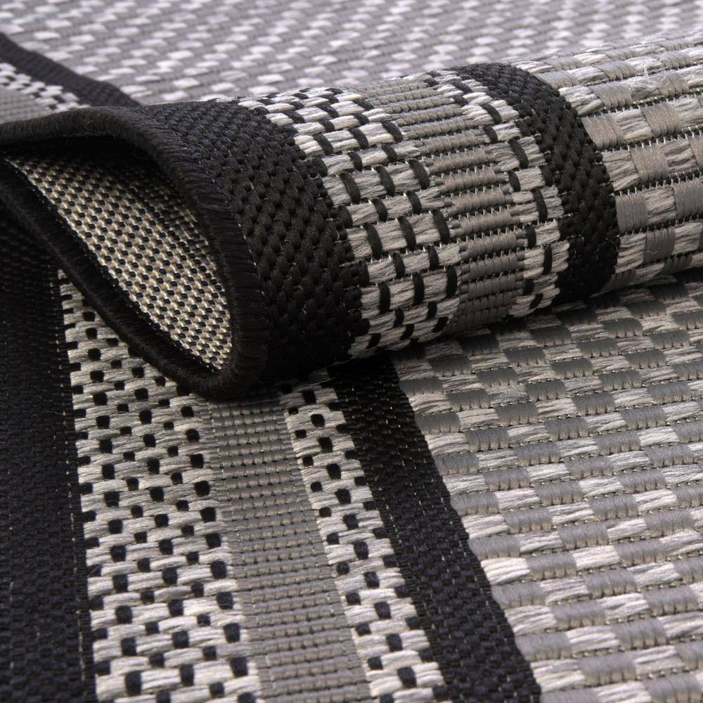 6' x 9' Gray Multi Border Outdoor Flat Woven Rug
