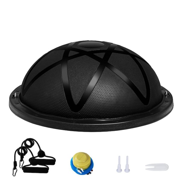 Half Exercise Ball Trainer, 23 in. Balance Ball Trainer, 660 lbs. Capacity Stability Ball, Yoga Ball with Bands, Black