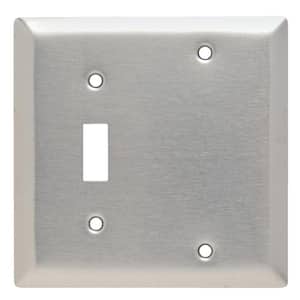 Pass & Seymour 302/304 S/S 2 Gang 1 Toggle 1 Box Mount Blank Wall Plate, Stainless Steel (1-Pack)