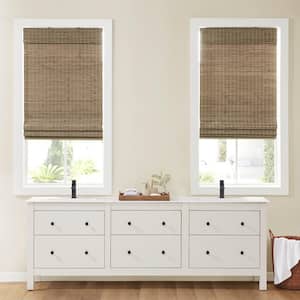 Lyndon Natural Ash 29 in. W x 64 in. L Bamboo Light Filtering Roman Shade