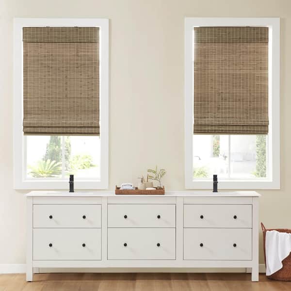 Madison Park Lyndon Natural Ash 29 in. W x 64 in. L Bamboo Light Filtering Roman Shade