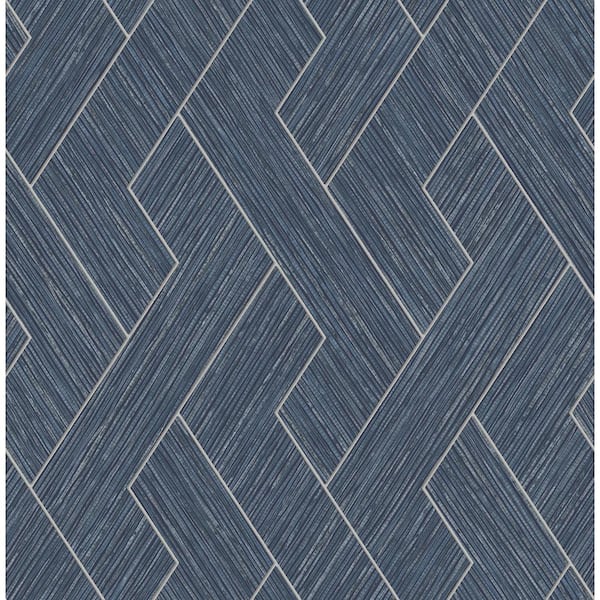 Advantage Ember Blue Geometric Basketweave Textured Non-Pasted Non-Woven Wallpaper Sample