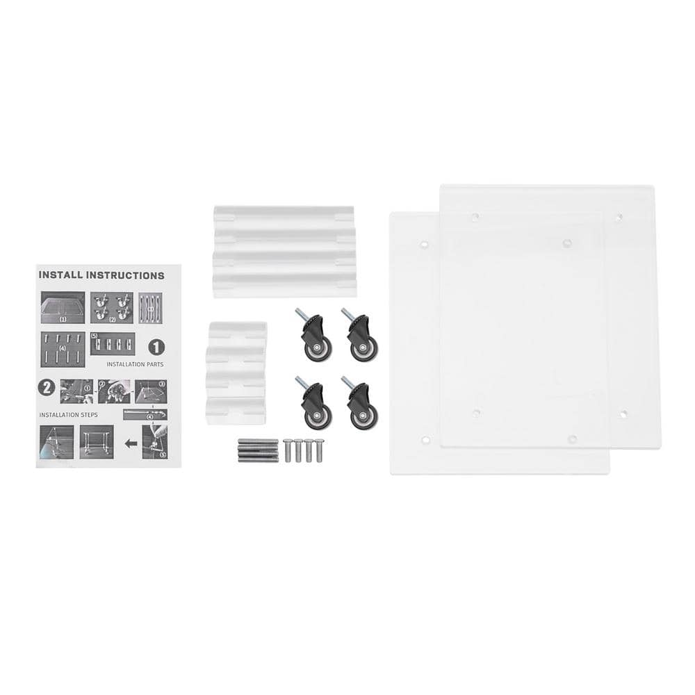 Clear Acrylic 2-Tier Rolling Printer Stand with Wheels