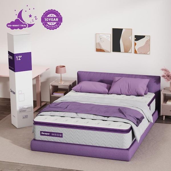 Serleep 10 in. Medium Firm Foam Blend 5-Zone Innerspring Pillow Top Queen Mattress