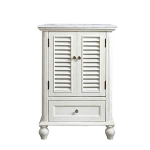 Timeless Home 24 in. W x 22 in. D x 35 in. H Single Bathroom Vanity in Antique White with White Marble and White Basin