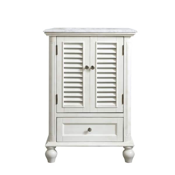 Unbranded Timeless Home 24 in. W x 22 in. D x 35 in. H Single Bathroom Vanity in Antique White with White Marble and White Basin