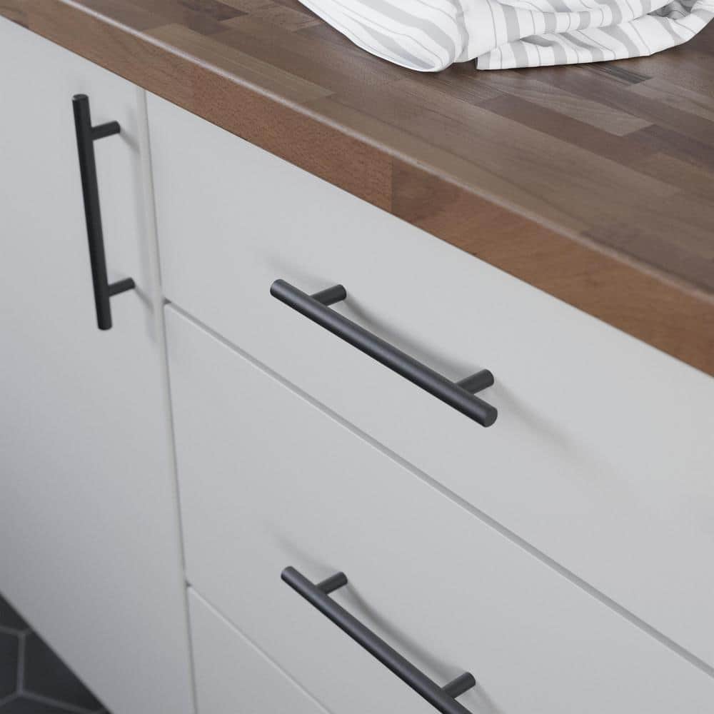 Matte Black Stainless Steel Modern Bar Pulls Set of 10