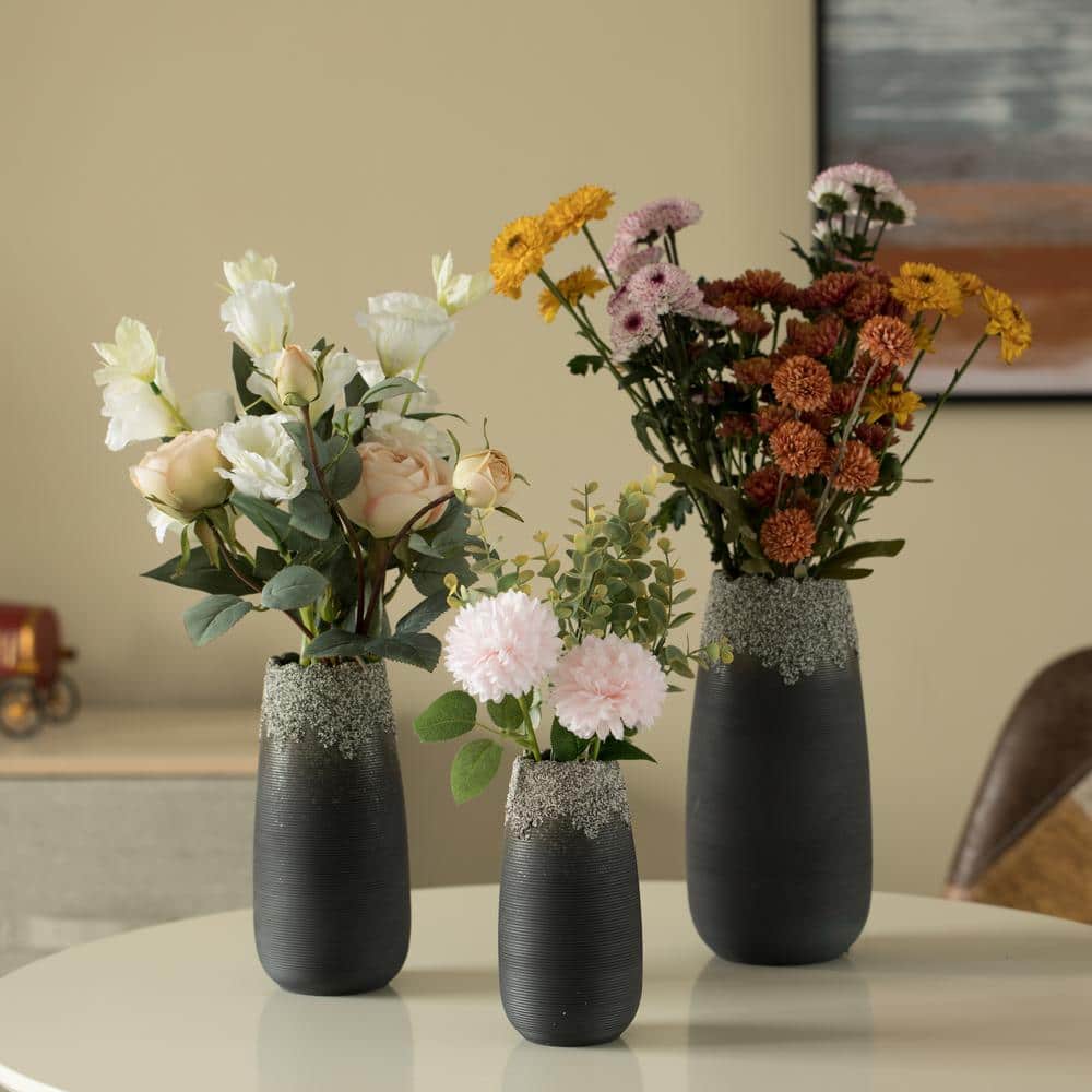 Uniquewise Modern Farmhouse Home Décor Accents; Boho Vases for Table Decor,  Black Ceramic Centerpiece Vase for Home Decor, Set of 3 QI004358.3 - The  Home Depot