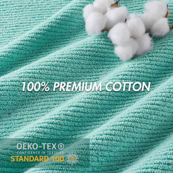 BIRDWEEL タオル　MADE IN USA Unbanded 6-Piece Elegant Turquoise Texture 100% Cotton Quick Dry