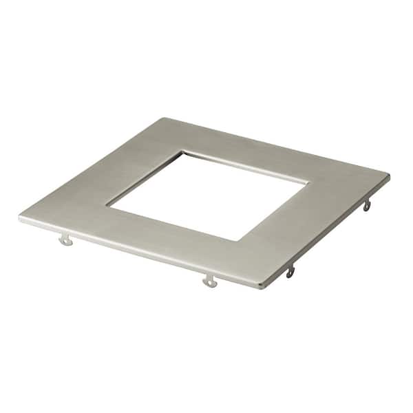 Direct-to-Ceiling 6 in. Brushed Nickel Square Ultra-Thin Recessed Light Trim (1-Pack)