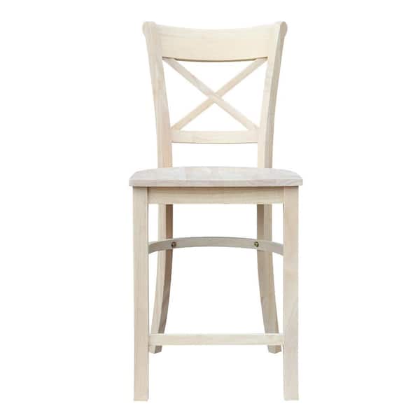 International Concepts Charlotte Unfinished Wood 24 in. Counter Stool