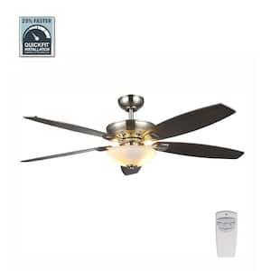 Connor 54 in. LED Satin Nickel Dual-Mount Ceiling Fan with Light Kit and Remote Control