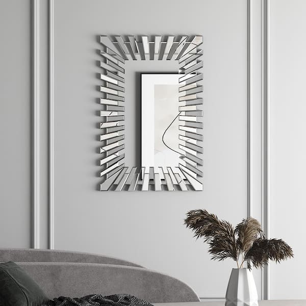 THKSHOUZ Clear 23.6 in W x 31.5 in. H Modern Rectangle Glass Decorative Mirror