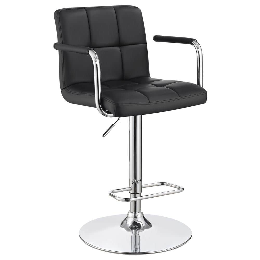 Adjustable Black Leatherette and Chrome Bar Stool