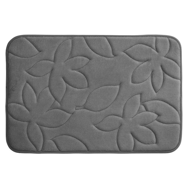 BounceComfort Blowing Leaves Dark Gray 20 in. x 34 in. Memory Foam Bath Mat
