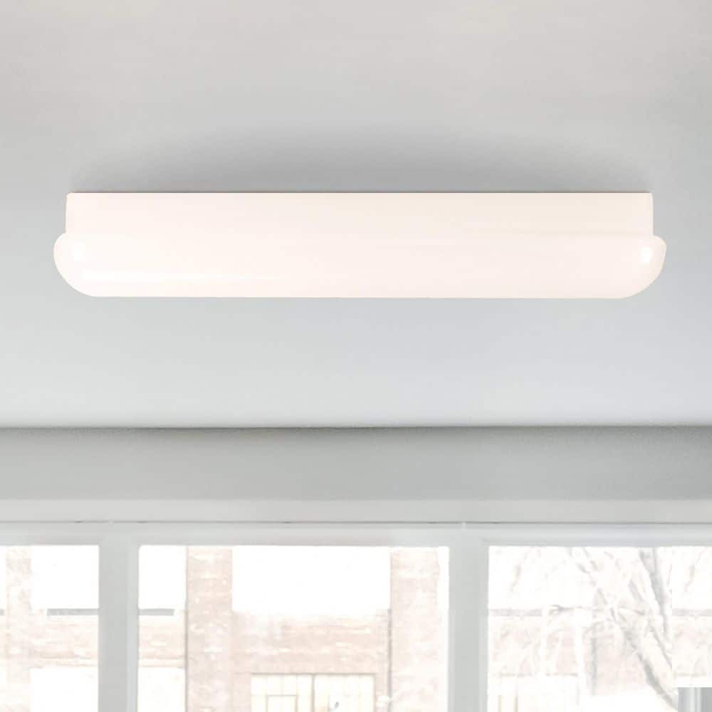 Cloud 24 in. Integrated LED White Contemporary Entryway Semi-Flush Mount with White Acrylic Shade price history on PriceWatchPro