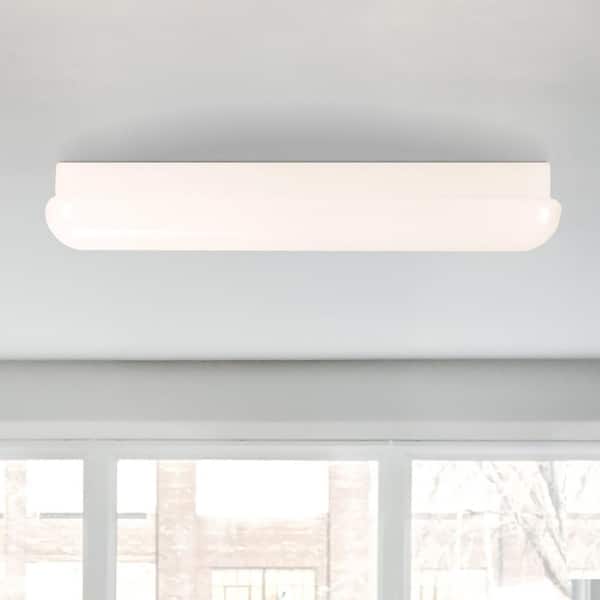Cloud 24 in. Integrated LED White Contemporary Entryway Semi-Flush Mount with White Acrylic Shade