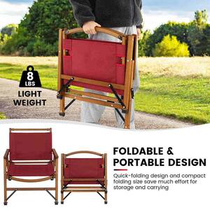 2-Pieces Patio Folding Camping Beach Chair Portable Picnic Fishing Bamboo Frame