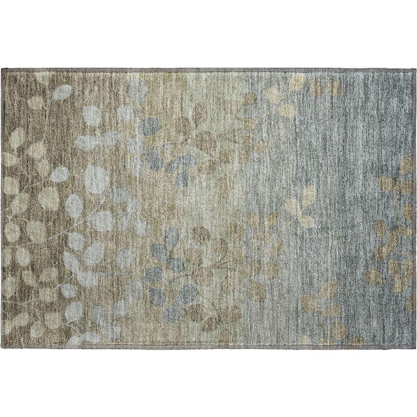 Mayfield Premium Machine Washable Abstract AMF1900 Khaki 2 ft. x 3 ft. Area Rug