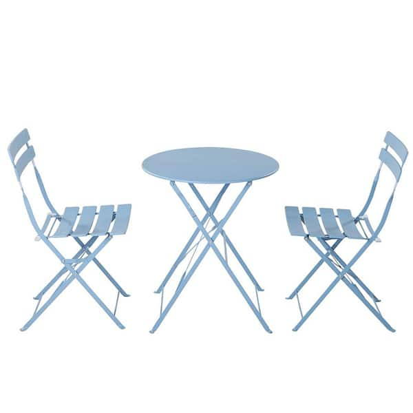 ANGELES HOME Blue 3-Piece Steel Outdoor Bistro Set 8DCK0102HP6T0V - The ...