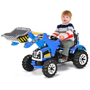 10.5 in. Electric Kid Ride On Toy Car Excavator Truck Digger Scooter with Front Loader