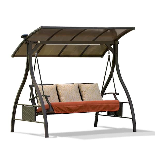 domi outdoor living Ultimate Relaxation: 3-Person Patio Porch Swing with Sunbrella Cushions