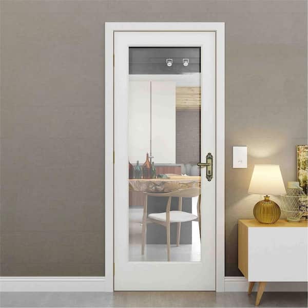 36 in. x 80 in. Right Hand Primed Composite Glass Full Lite Clear Single Prehung Interior Door