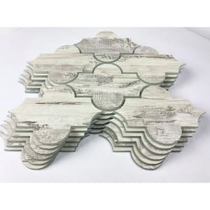 French Country Birch Gray 11.625 in. x 10.125 in. Arabesque Waterjet Mosaic Glass Wall Tile (0.5 Sq. Ft./Piece)