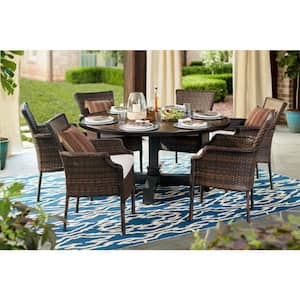 Grayson Brown Wicker Outdoor Patio Dining Chairs Without Cushions (6-Pack)