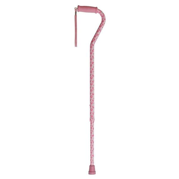 Medline Offset Handle Aluminum Cane in Pink