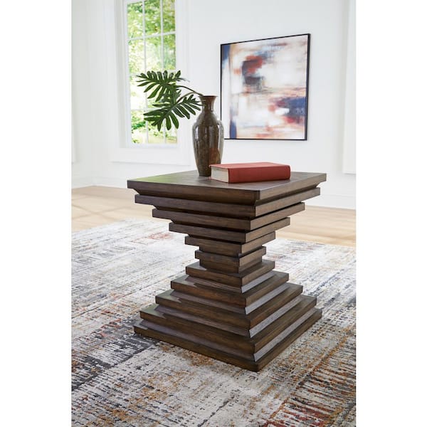 Hannodream 22 in. Brown Square MDF End Table