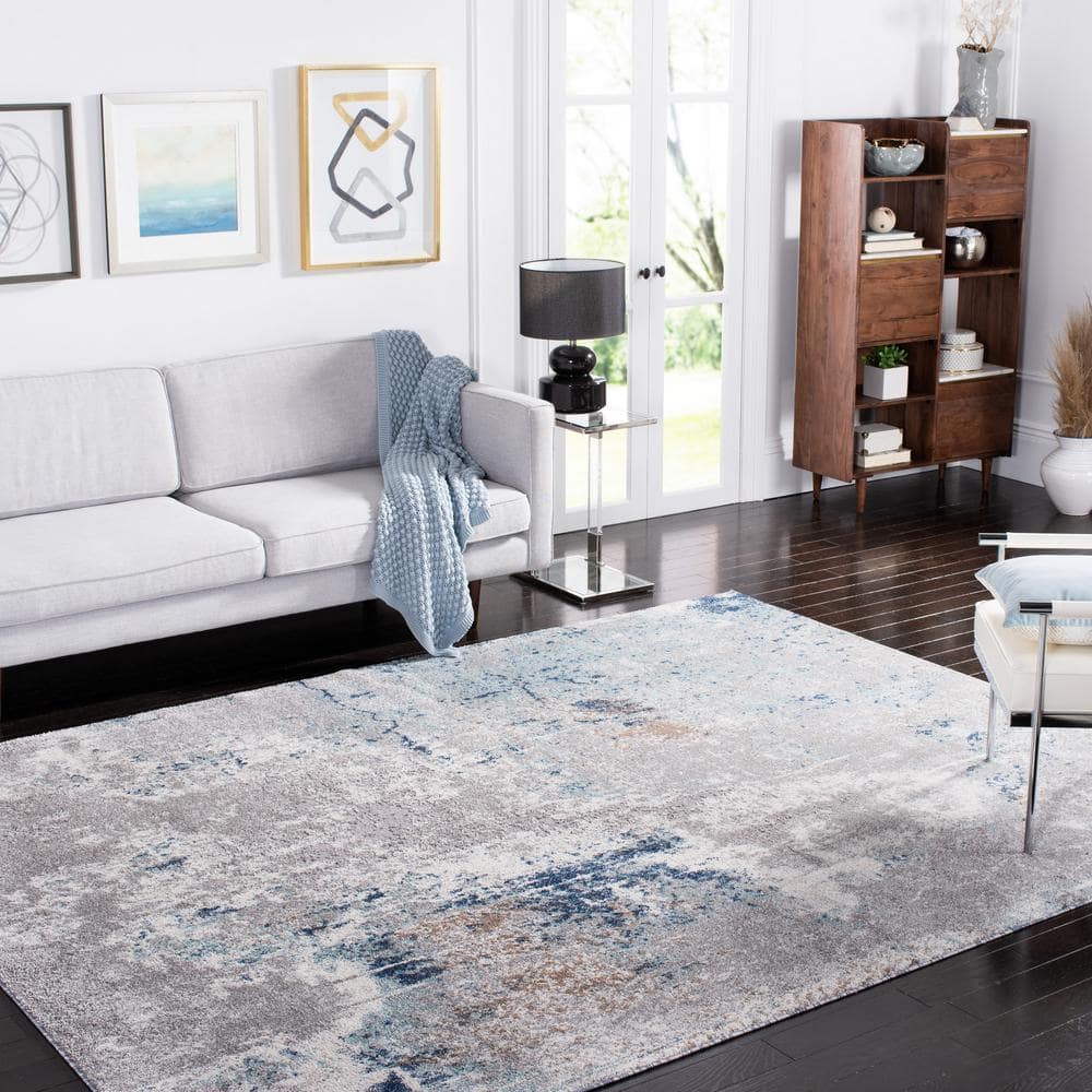 Abstract Blue Elegance 8' x 10' Synthetic Area Rug