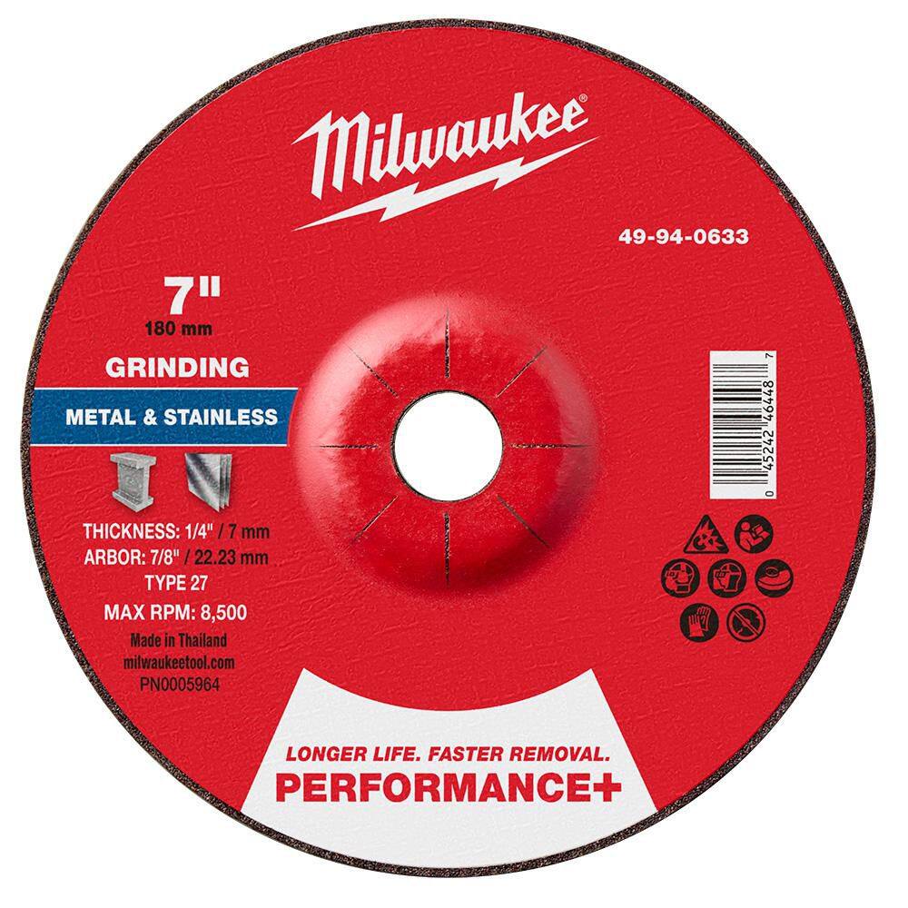 7 in. x 1/4 in. x 7/8 in. Performance Plus Metal Grinding Wheel - Type 27 price history on PriceWatchPro