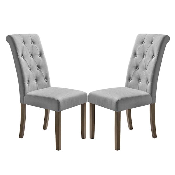 Unbranded Gray Linen Parsons Chair (Set of 2)