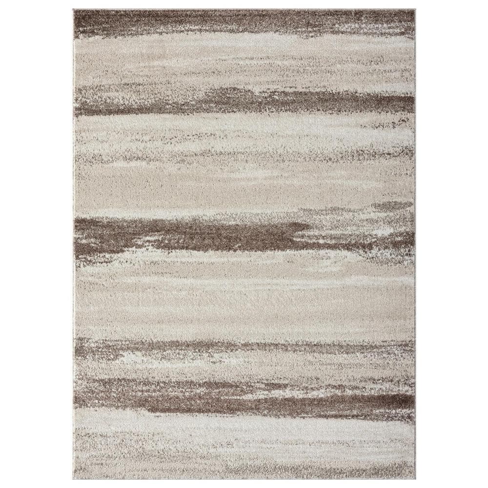 LUXE WEAVERS Towerhill Collection Brown 5x7 Modern Abstract Polypropylene Area Rug