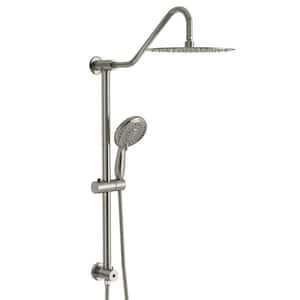 5-Spray Patterns 10 in. Round Shower Faucet with 26.3 in. Slide Bar 1.8 GPM Wall Mount Shower Head in Brushed Nickel