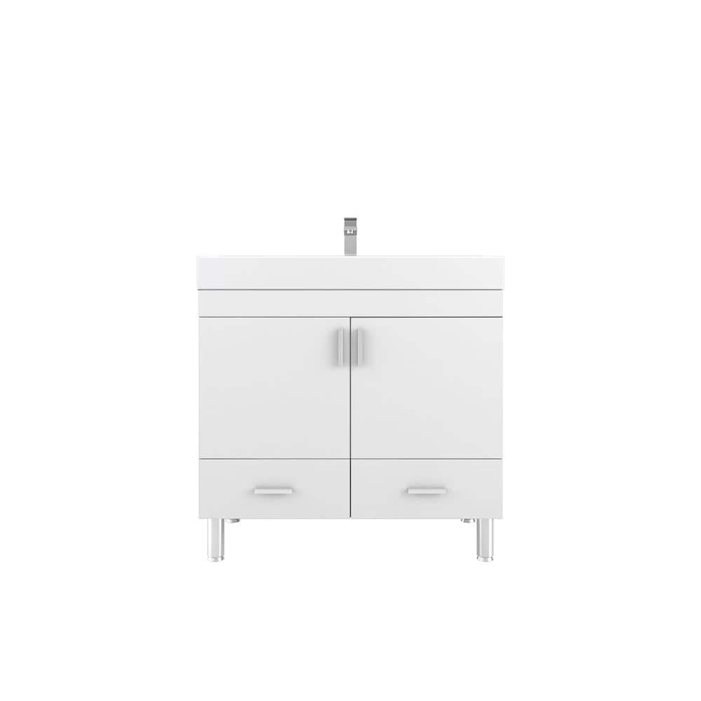 Ripley 36 in. W x 19 in. D x 36 in. H Vanity in White with Acrylic Vanity T