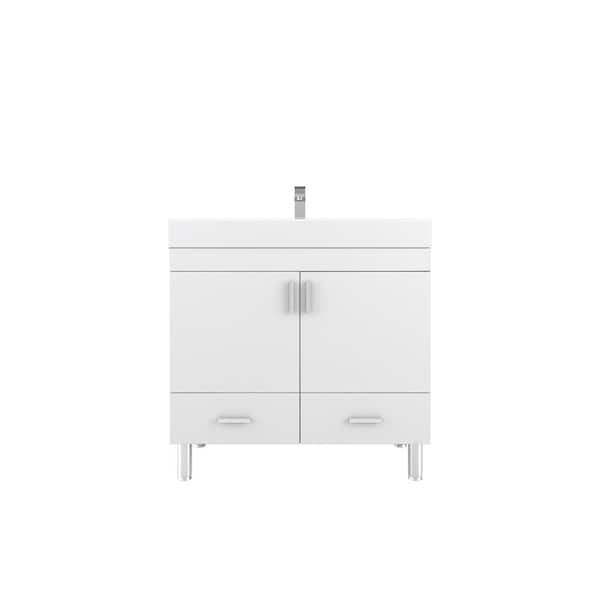 null Ripley 36 in. W x 19 in. D x 36 in. H Vanity in White with Acrylic Vanity Top in White with White Basin