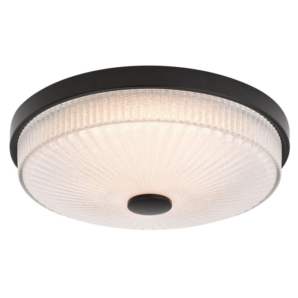Preston 12.5 in. 100 Watt Equivalent Transitional Matte Black Integrated LED Flush Mount Fixture with Clear Glass Shade price history on PriceWatchPro