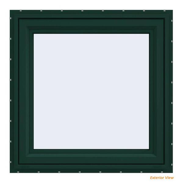 JELD-WEN 29.5 in. x 29.5 in. V-4500 Series Green Painted Vinyl Right-Handed Casement Window with Fiberglass Mesh Screen