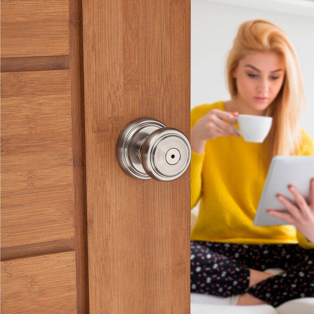 Satin Nickel Round Privacy Door Knob for Interior Use