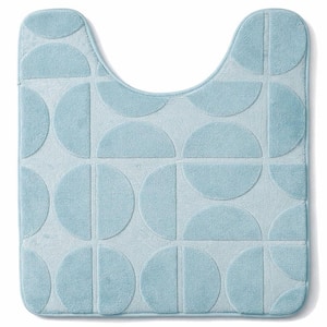 Demi-Lune 19.7 in. x 17.7 in. Light Blue Embossed Memory Foam U-Shape Contour Bath Rug