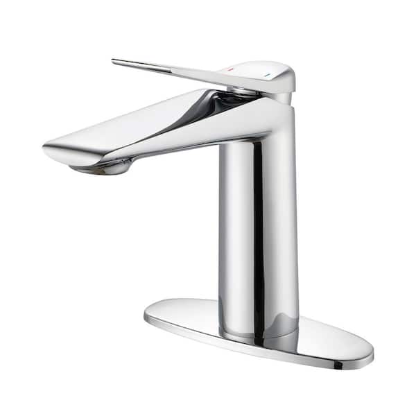 Mediterraneo Cassan Single Hole Bathroom Faucet with Deckplate included Handle Single in Chrome