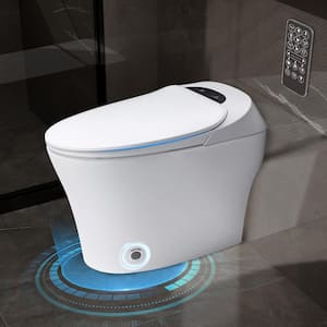 Tankless Elongated Smart Bidet Toilet 1.27 GPF in White with Auto Flush, Auto Open & Close Lid, Remote & Knob Control