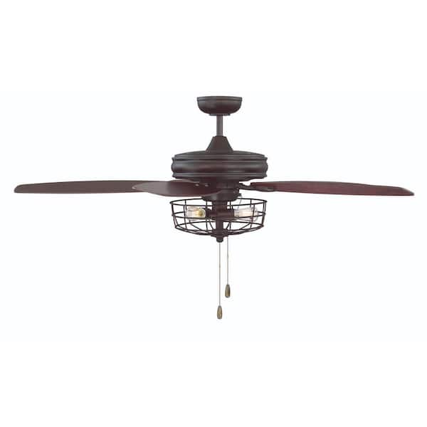 TUXEDO PARK LIGHTING 52 in. 3-Light Oil Rubbed Bronze Indoor Ceiling Fan with Metal Cage, Light Kit and Reversible Blades