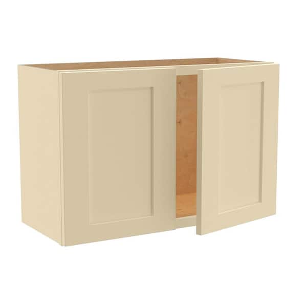 Home Decorators Collection Newport 27 in. W x 12 in. D x 18 in. H Assembled Plywood Wall Bridge Kitchen Cabinet in Blended Cream with Soft Close