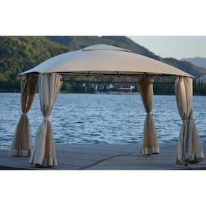 10.5 ft. x 11.8 ft. Beige Outdoor BBQ Gazebo Tent with UV Protection