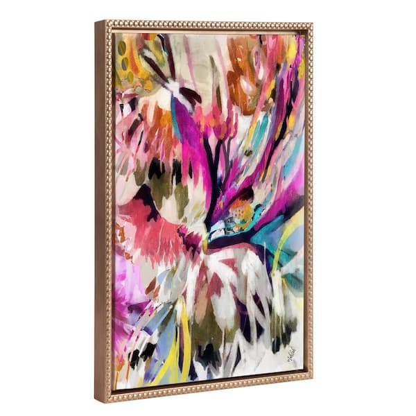 Kate and Laurel Modern Colorful Abstract Framed Canvas Wall Art 1-Piece Gold Framed Canvas Art Print, 18 in. x 24 in.